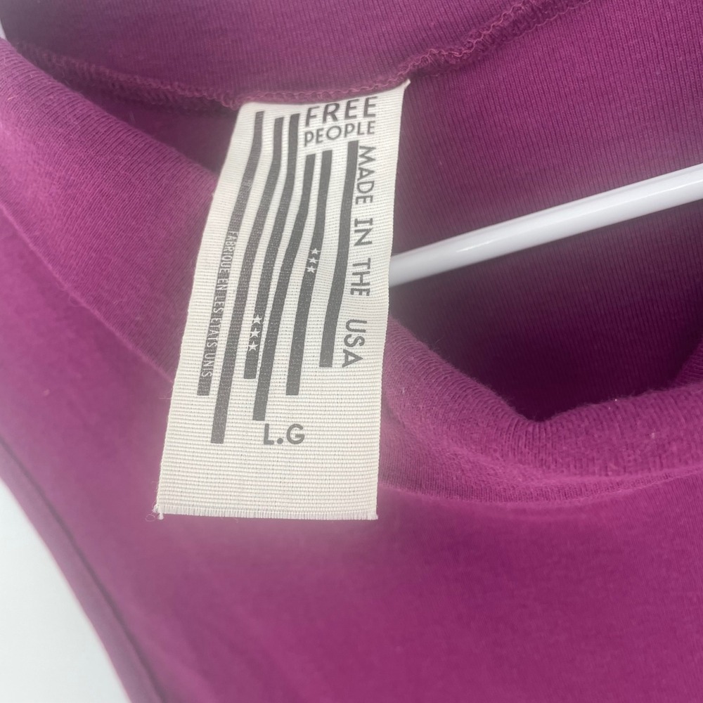 Free People Mock Neck Sleeveless Tank Top Plum Purple Size L Cotton Layering - Picture 4 of 8